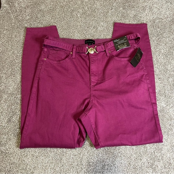 Bold Elements Womens Curvy Capri Jeans Sz 16 Pink Stretch Tummy Control New - Picture 2 of 5